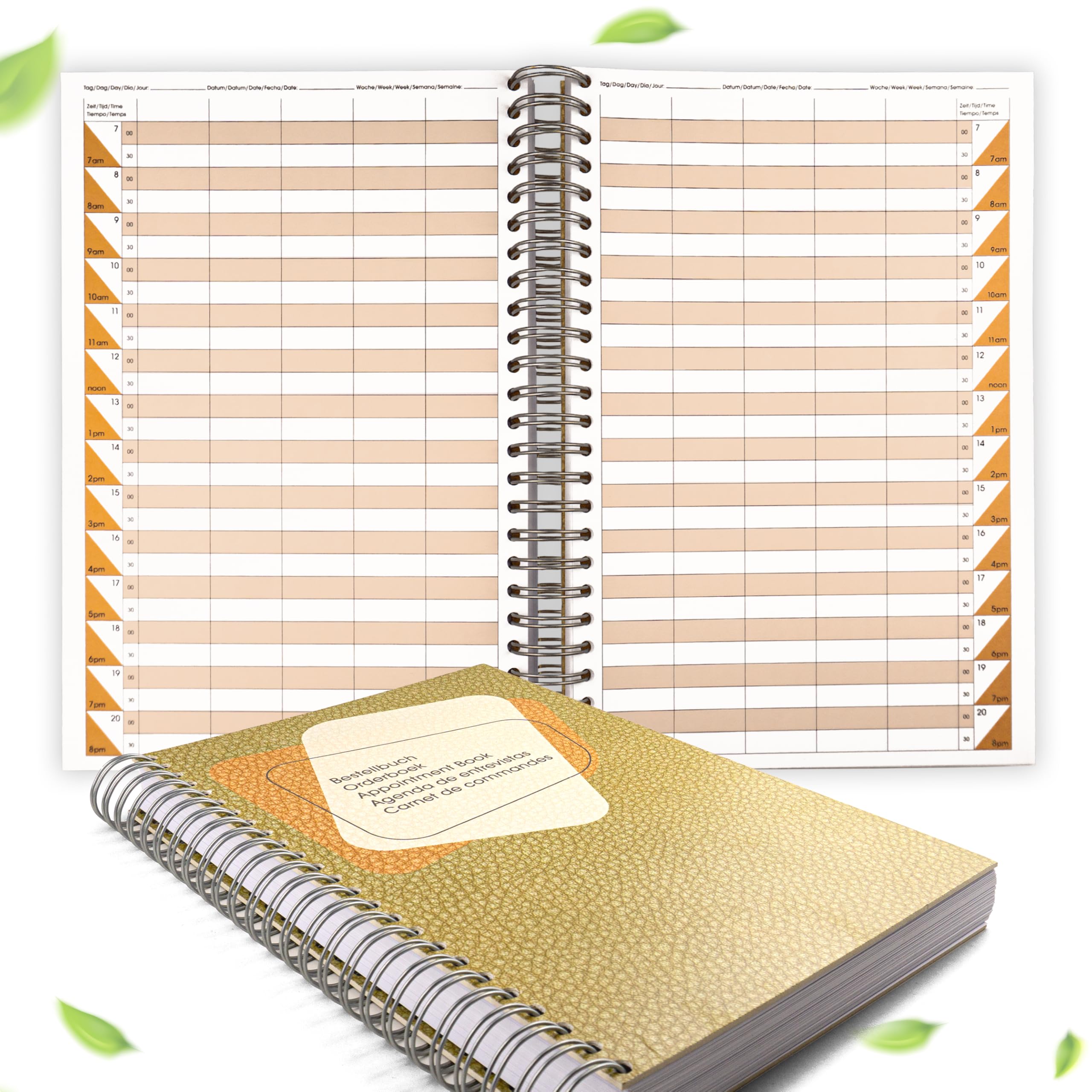 Order book, appointment book, extra sturdy envelope, super impact behaviour, days to register, 5 employees, 30 minutes beat.