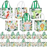 Silkfly 30 Pcs Safari Goodie Bags Animal Gift Bags Non Woven with Handles Jungle Safari Themed Birthday Party Favors