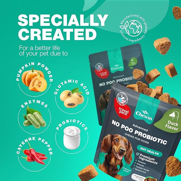 COPROPHAGIA DETERRENT – NO POO CHEWS FOR DOGS – DOG PROBIOTICS FOR DIGESTIVE HEALTH WITH ENZYMES – CANINE STOOL EATING DETERRENT – DIGESTIVE, DENTAL, GUT & IMMUNE HEALTH TREATS – NO POOP EATING