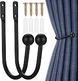 XxinXrong 2 Pcs Curtain Holdbacks Aluminum Wall Mount Hooks Black