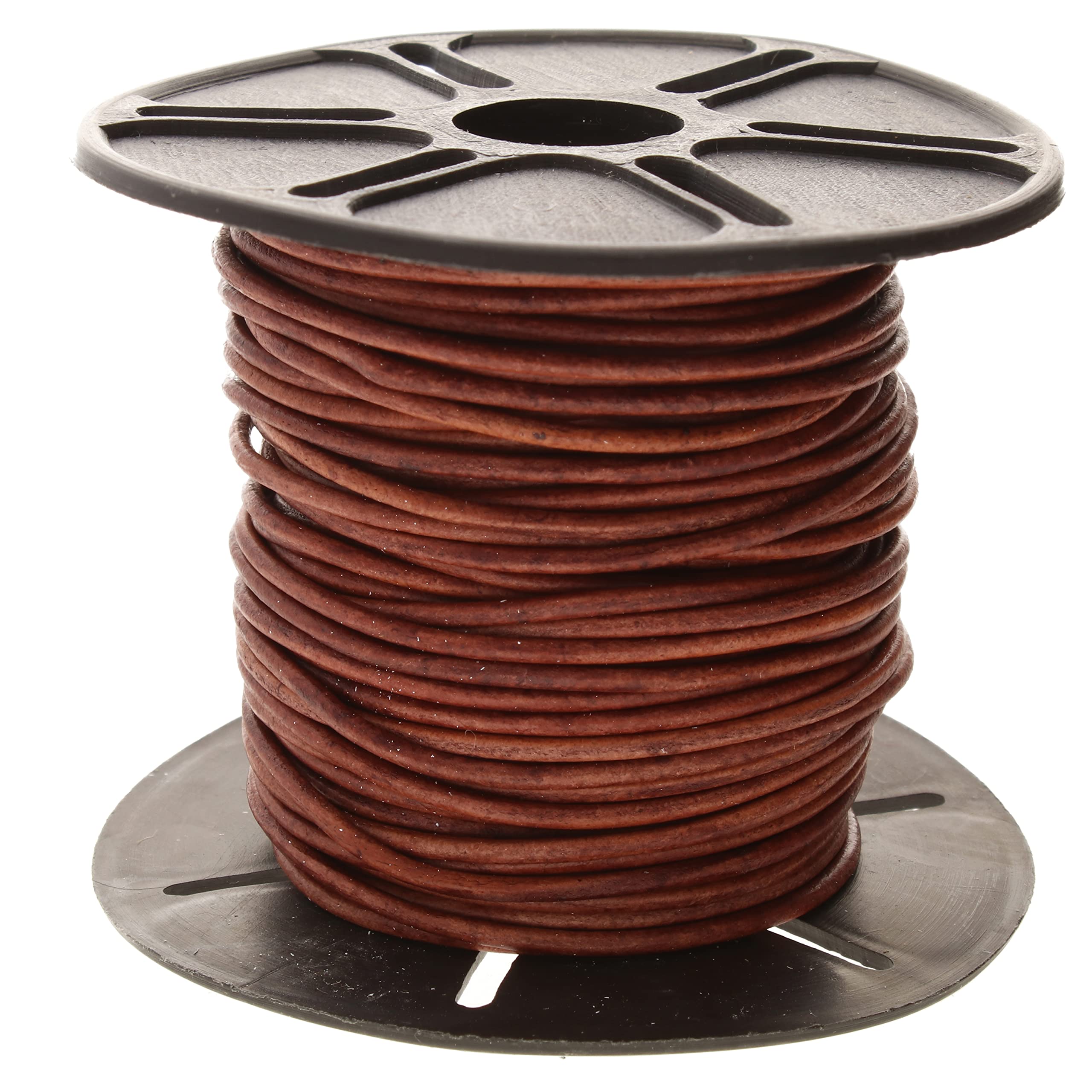 The Beadsmith Leather Cord –Dyed Antique Red Brown– 1.5mm Spool – 25 Yards/22.86 Meters –Indian Leather Thong Ideal for Braiding, Beading, Necklaces, Fine Lacing, Hair Accessories & DIY Jewelry Making