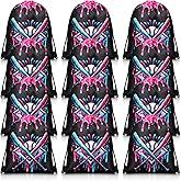 Sunnymove 12 Pcs Ice Cream Drip Baseball Drawstring Bag Sport Party Goodie Favor Baseball Gifts Bag Candy Treat Sackpack Goodie Favor for Sport Teams Birthday Theme Party Supplies (Black Ice Cream)