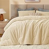 BEDELITE Fleece King Comforter Set -Super Soft & Warm Fluffy Beige Bedding, Luxury Fuzzy Heavy Bed Set for Winter with 2 Pillow Cases