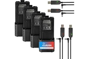youRUSH 4 Pack BL-5 Extended UV5R Battery 3800 mAh with USB Charging Cables - Compatible with Baofeng UV5R, BF-F8HP, UV-5X3 Radio - Accessories Set of Replacement Battery BL-5 3800 & USB Charger