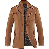 APTRO Men's Pea Coat Wool Jacket Windbreaker Single Breasted Winter Coat