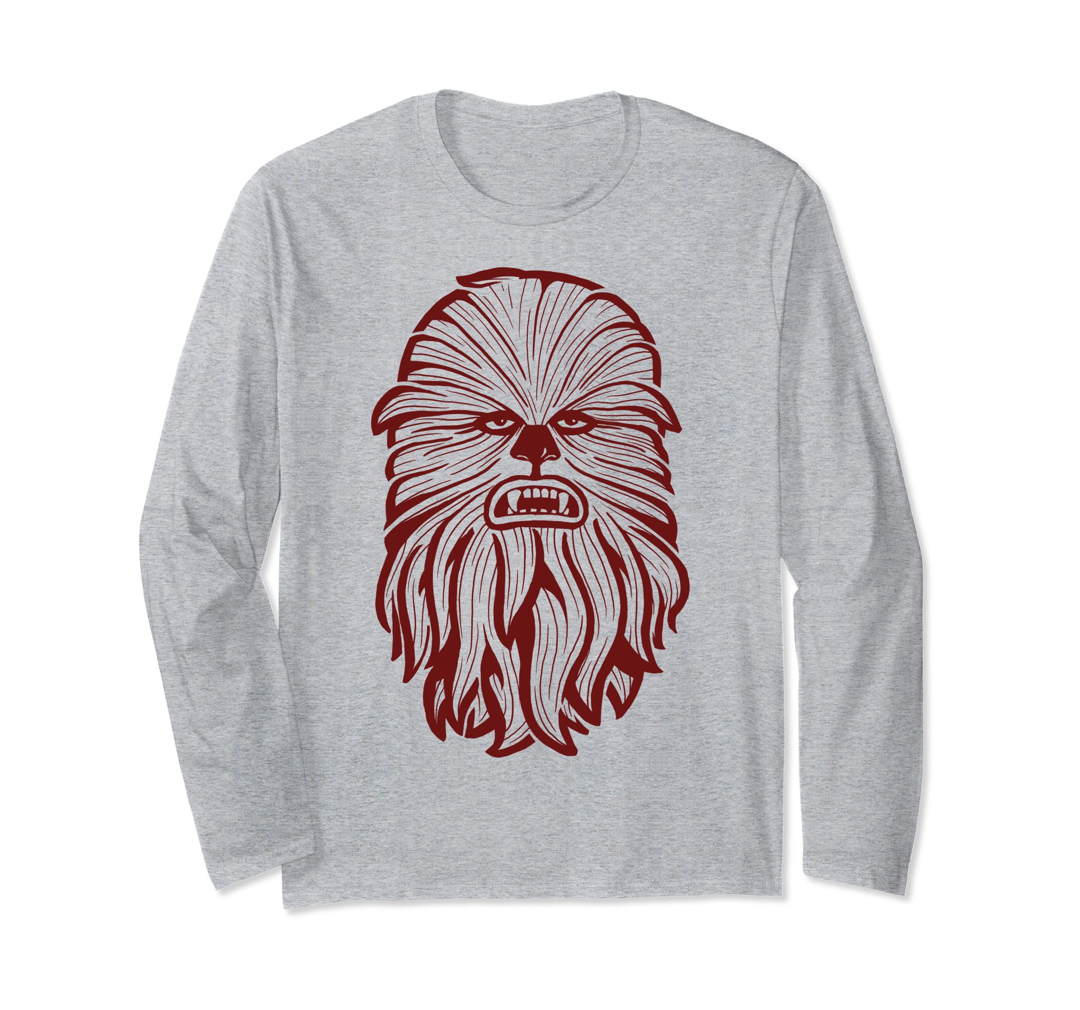 Star Wars Chewbacca Head 70's Retro Line Art Long Sleeve T-Shirt