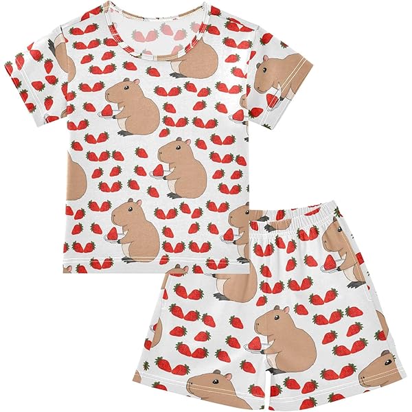 Reiacy Capybara met schattige harten, zomerpyjamasets voor