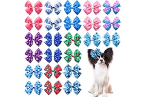 JpGdn 24Pcs/12 Pairs 4" Big Dog Hair Bows with Rubber Band Winter for Large Breed Dogs Snow Forest Ice Pines For Girl Boy Bowknot Topknot Grooming Hair Accessories