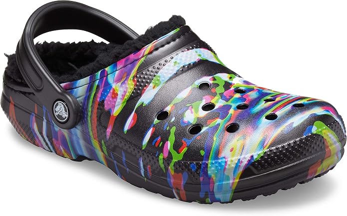 fuzzy crocs tie dye