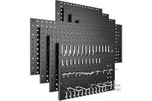 Spampur Peg Board, 8 Pack Metal Pegboard Panels White & Black Pegboards Wall Organizer with 50 Pcs Hooks, Peg Board for Walls Home, Garage Tool Storage, Office Organization, Kitchen, Craft Room
