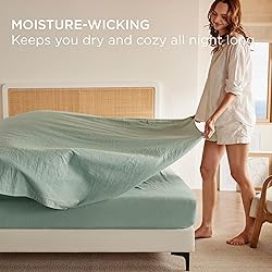 Bedsure Linen Sheets - Queen Size Bed, Blend from