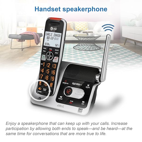 AT&T BL102-5 DECT 6.0 5-HANDSET CORDLESS PHONE FOR HOME WITH ANSWERING MACHINE, CALL BLOCKING, CALLER ID ANNOUNCER, AUDIO ASSIST, INTERCOM, AND UNSURPASSED RANGE, SILVER/BLACK