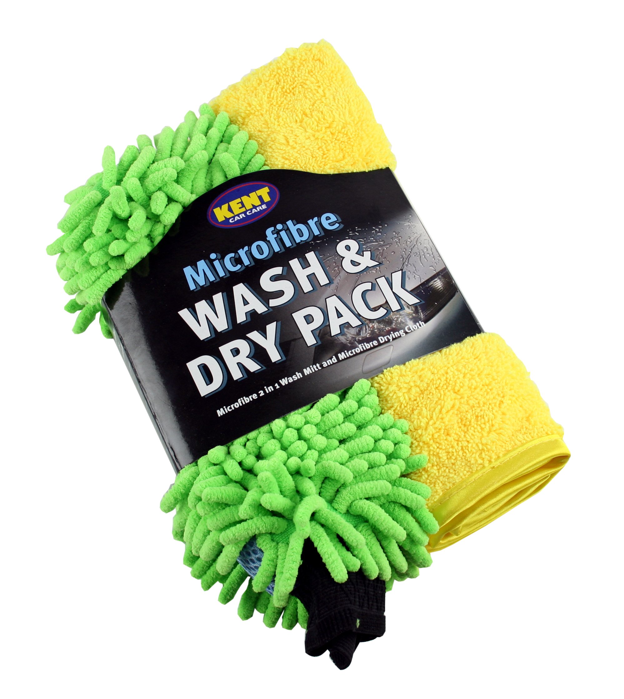 Kent Car Care GKEQ2459 Microfibre Wash Mitt & Drying Cloth Colours May Vary