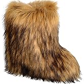 Valpeak Snow Boots for Women 2024 Furry Boots Winter Knee High Flat Heel Fluffy Faux Fur Boots