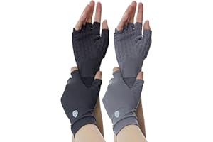 PIQIDIG Men's Women's SPF Fingerless Gloves Mittens Sun Protection Unisex Driving Gloves UPF 50+ With Silicone Gel