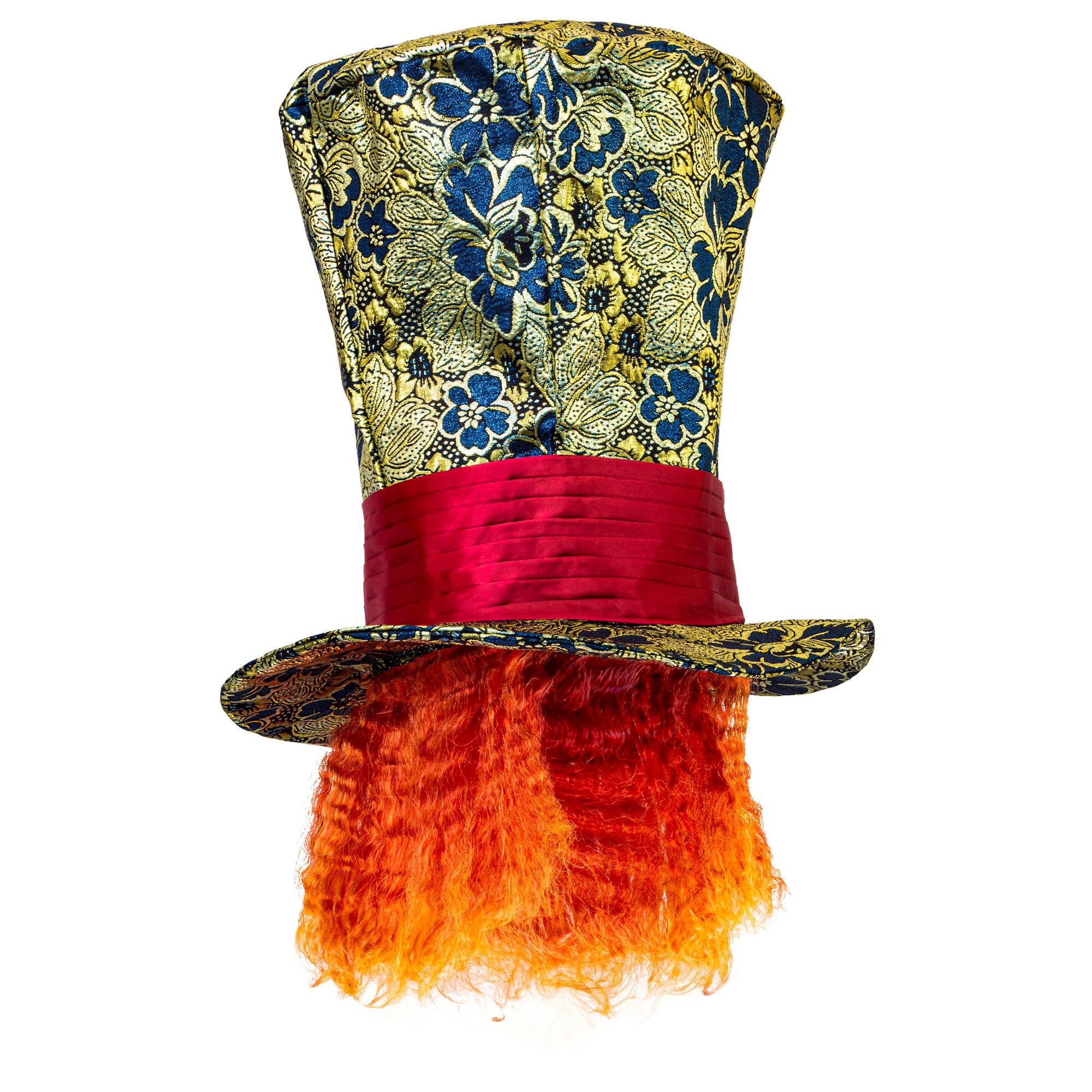 W WIDMANN MILANO Party Fashion - Top Hat with Mad Hatter Hair for Men, Wonderland, Fantasy, Fairy Tales, Halloween, Carnival, Theme Parties