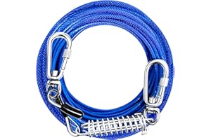 Dog Tie Out Cable, Dog Runner for Yard, Dog Leash for Large Dogs Heavy Duty, 30/50ft Dog Leads for Yard, Rust-Proof Tie Out C