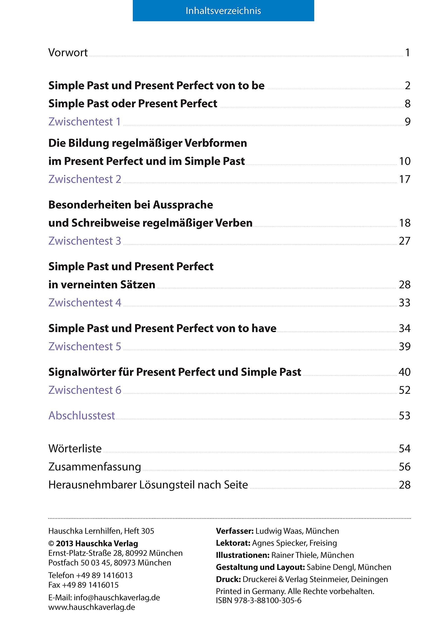 Englisch Simple Past And Present Perfect Ab 6 Klasse Und Fur Erwachsene Waas Ludwig 9783881003056 Amazon Com Books