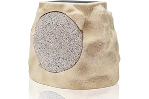 GGII Solar Powered Rock Speakers Outdoor Water-Resistant IP44 with Lights 7 Colors, TWS Pair Function for Patio Outside Deck Pool Garden BBQ 1-Pack