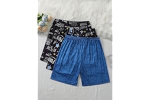 Men Pajama Shorts 3 Pack Casual Lounge Sleep Shorts Elastic Waist Comfortable Sleepwear