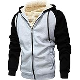 GXAMOY Men's Winter Fleece Hoodies for Men Heavyweight Warm Thick Full Zip Up Sweatshirt Outerwear