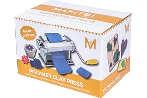 MAHITOI Polymer Clay Press to Flatten, Smooth & Craft Variety of Beads, Sculptures, Magnets, Jewelry, Ornaments Projects with Seven Thickness Options - Table Clamp Included with Handle Side outwards