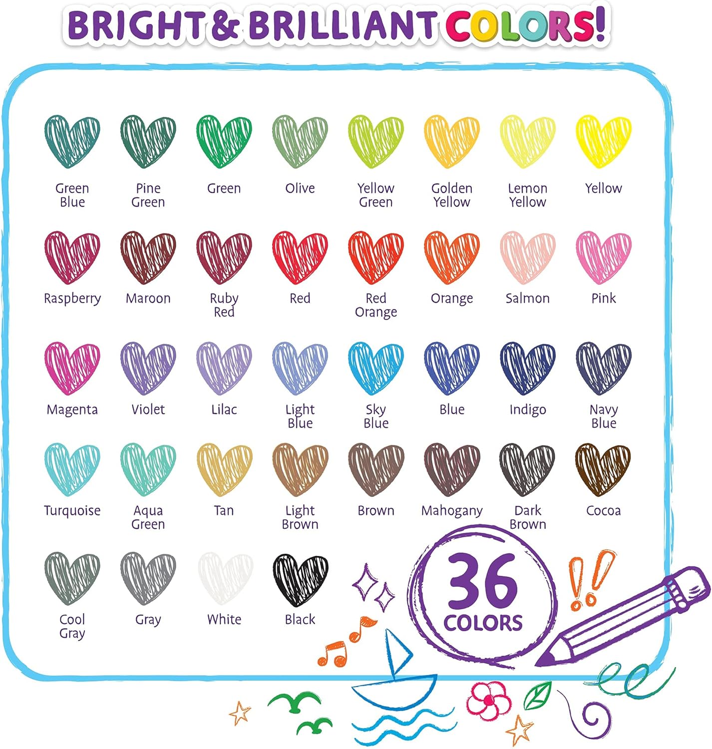 Colored Pencil 36 color Pre-Sharpened Pencils for Kids and Adults, Back to school Supplies, Art & Crafts Activity, Birthday Party Favors, Indoor and Outdoor Fun, Holiday Gift: Office Products