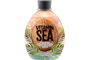 DARK TANS EXCLUSIVE Vitamin Sea Natural Bronzer Tanning Lotion with Coconut Oil, DHA-Free for Sensitive Skin, Streak-Free Bronzing Accelerator 13.5oz - Safe for Indoor Tanning Beds