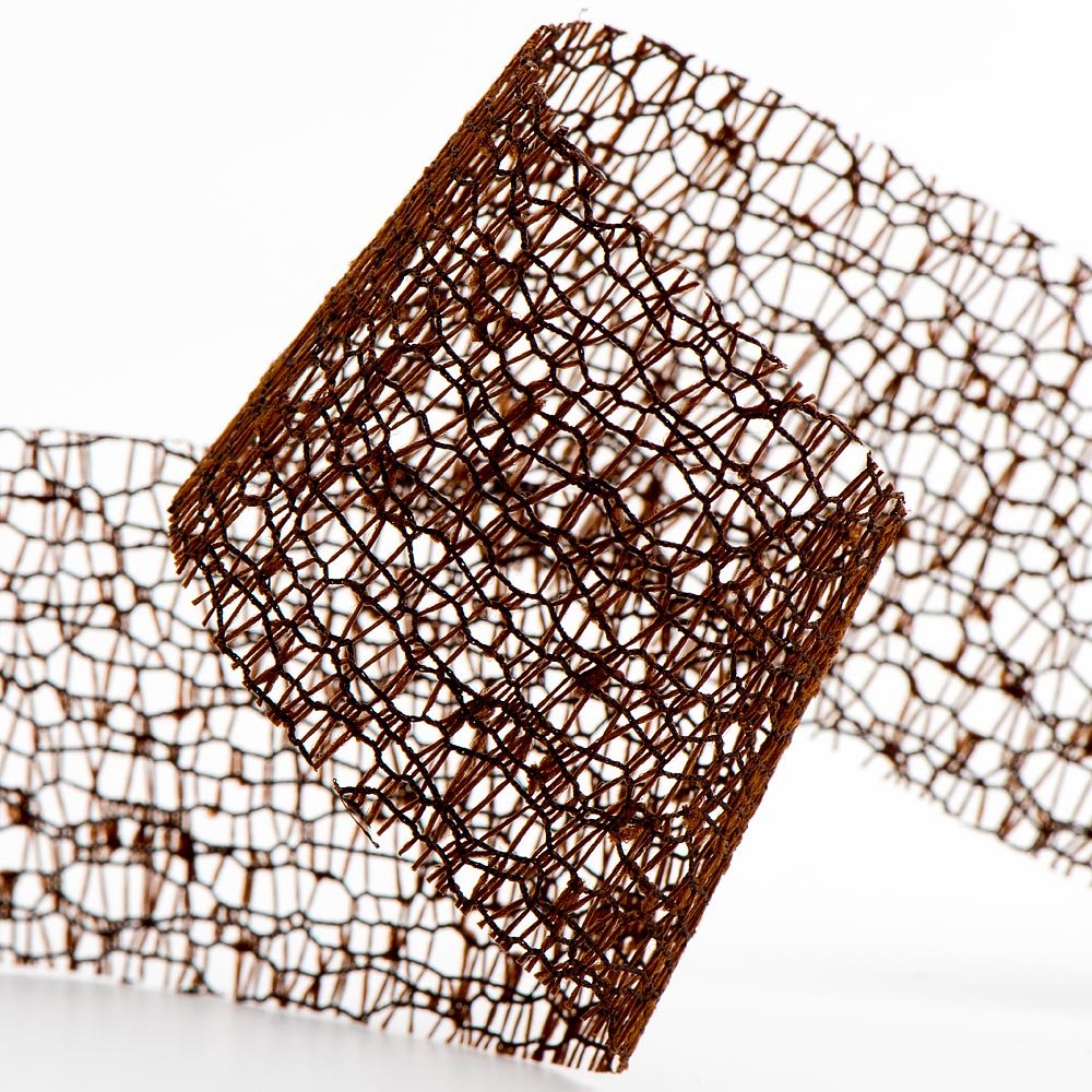 Deco Web Mesh Ribbon 38mm x 20 Metres - Brown — image 1