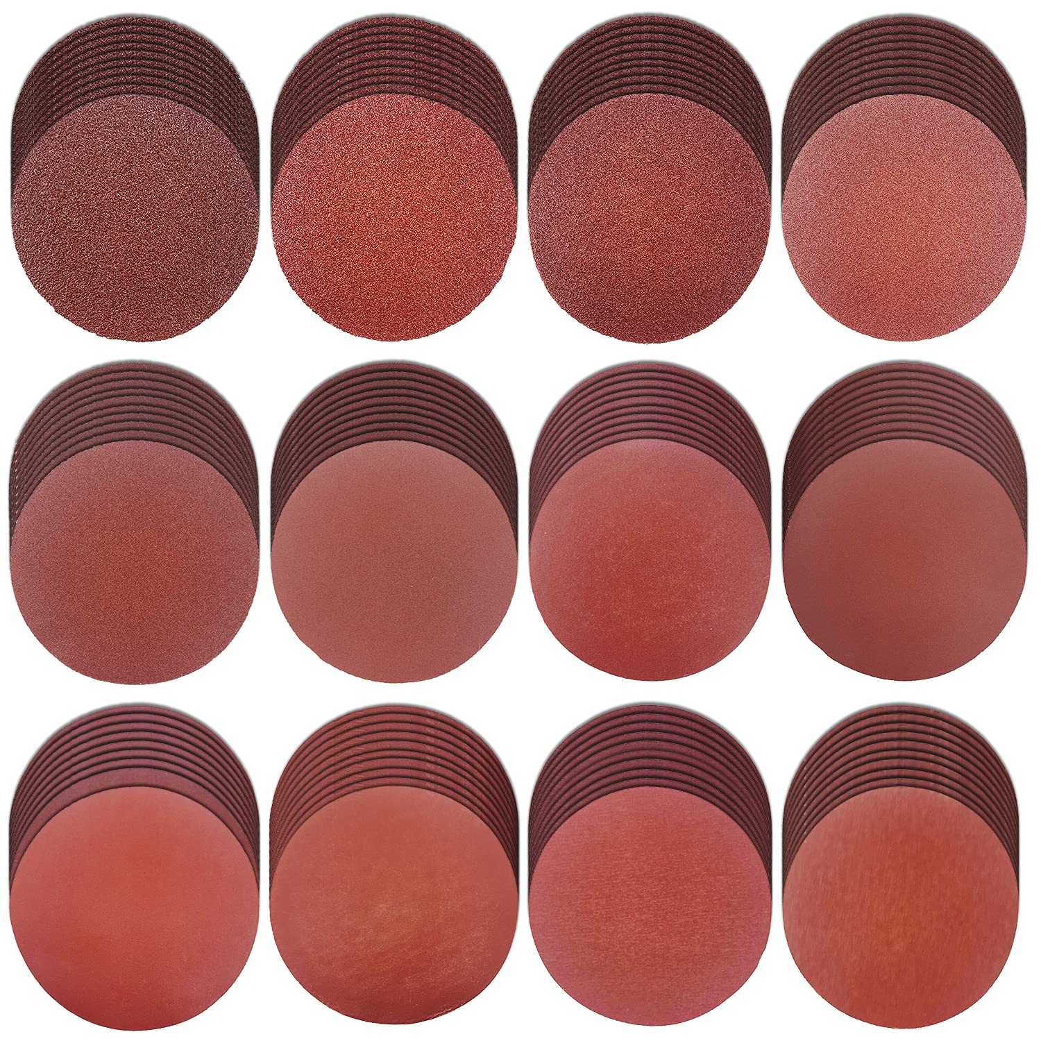 120 Pcs 100mm 4 Inch Sanding Discs,40 60 80 120 180 240 320 600 800 1000 1500 2000 Grit Hook and Loop Sandpaper, Orbital Sander Discs for Woodworking Automotive Metal Polishing — image 1