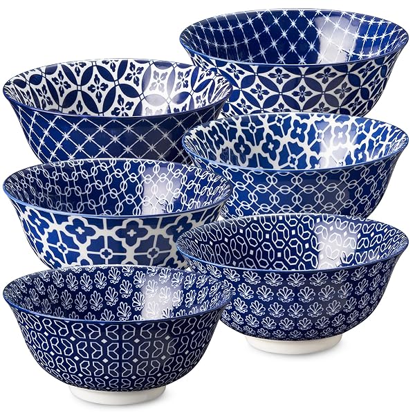 DOWAN CEREAL BOWLS SET OF 6, CERAMIC SOUP BOWLS 23 OZ, 6 INCH SMALL DESSERT BOWLS FOR FRUIT, SNACK, ICE CREAM, MICROWAVE SAFE BOWLS FOR KITCHEN DECOR AND HOUSEWARMING GIFT, DISHWASHER