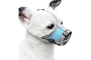 MoiiLavin Extra Small Dog Muzzle XS for Grooming Barking Chewing, Barkless Soft Mesh Muzzles to Prevent Eating Poop Things,Best for Aggressive Dogs (Grey-Blue)
