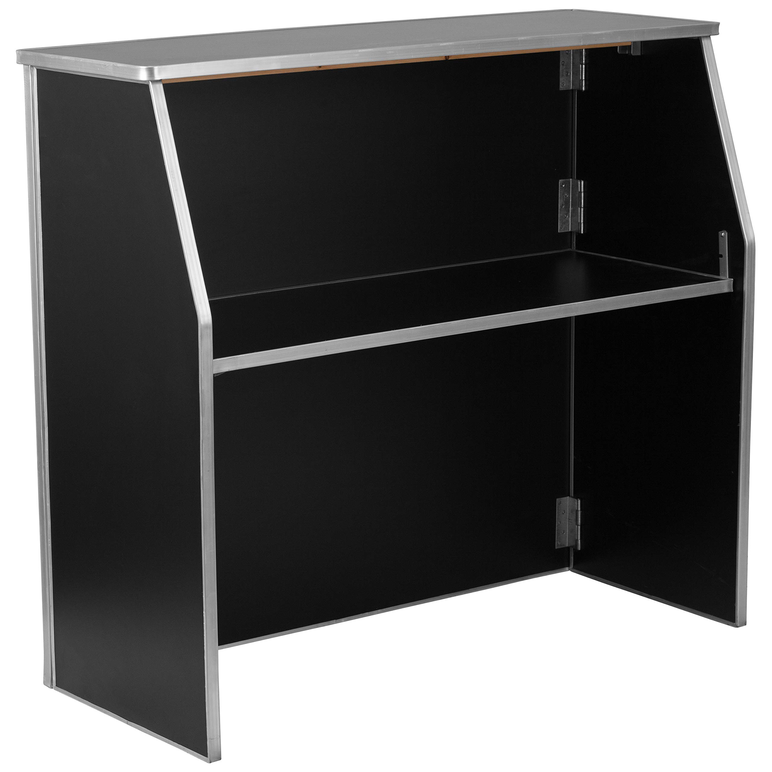 Photo 1 of ***************Doesn't have top of bar*****************
Flash Furniture 4' Folding Portable Event Bar with Top and Middle Shelves, Mobile Laminate Foldable Bar for Parties and Events, Black