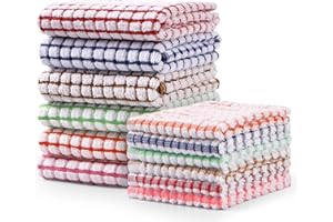 Set of 12 Kitchen Towels and Dishcloths Set, 16 x 25 and 11 x 11, Bulk Cotton Kitchen Towels Set, Dish Towels for Washing Dis