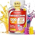 13-in-1 Calcium Citrate Gummies, 1200 mg with Vitamin D3, K2, Magnesium, Zinc, Ultimate Absorption Calcium Supplements for Women & Men, Bone, Muscle & Immune Support, Blueberry & Pineapple, 60 Gummies