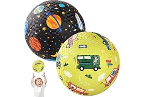 PlayZap 2 Pack Playground Balls for Kids, Planet & Vehicle Cars Kickballs for Toddlers 3-8, 8.5 in Rubber Balls with Pump, Indoor & Outdoor Dodgeball Toys for Boys & Girls Gifts