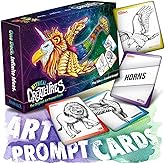 Mythical Creatures Art Prompts Card Game — 150 Drawing Prompt Cards, Gift for Artists Ideas — Imagination Games for Kids, Tweens, Teens & Families, Classroom & Homeschool Teachers Creativity Activity