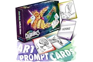 CREATEURES Mythical Creatures Art Prompts Card Game — 150 Drawing Prompt Cards, Gift for Artists Ideas — Imagination Games for Kids, Tweens, Teens & Families, Classroom & Homeschool Teachers Creativity Activity
