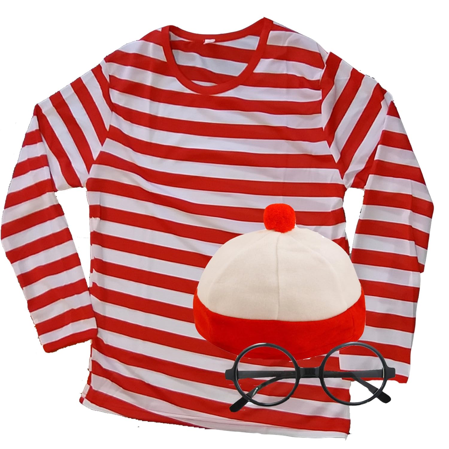 red and white striped bobble hat