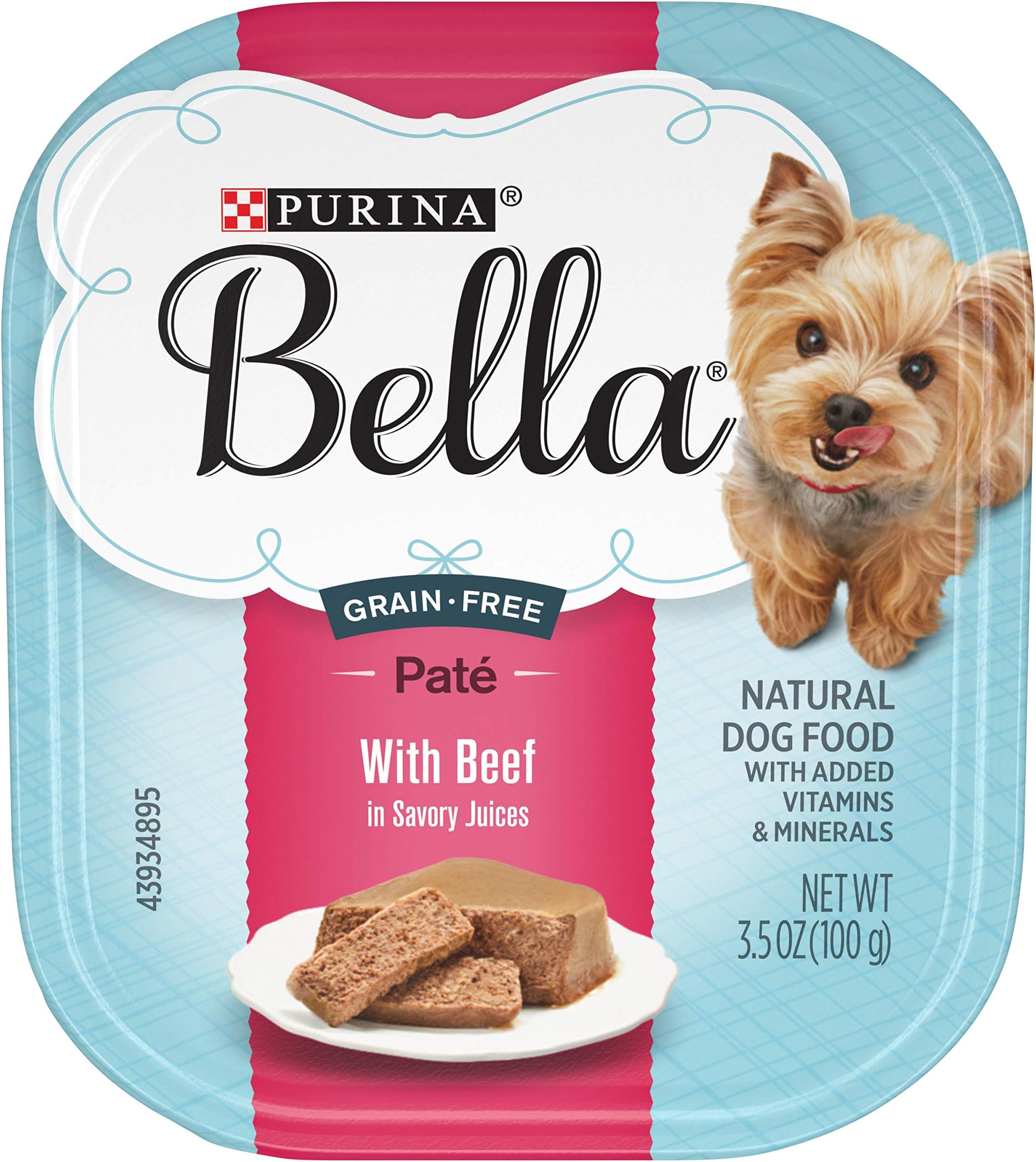 Purina Bella Grain Free Natural Small Breed Pate Wet Dog Food, With Beef in Savory Juices - (12) 3.5 oz. Trays