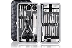 Morovan Manicure Set Nail Clippers Stainless Steel Manicure Kit Nail Tools Grooming Kit for Women Men Travel Nail Kit (19pcs-black)