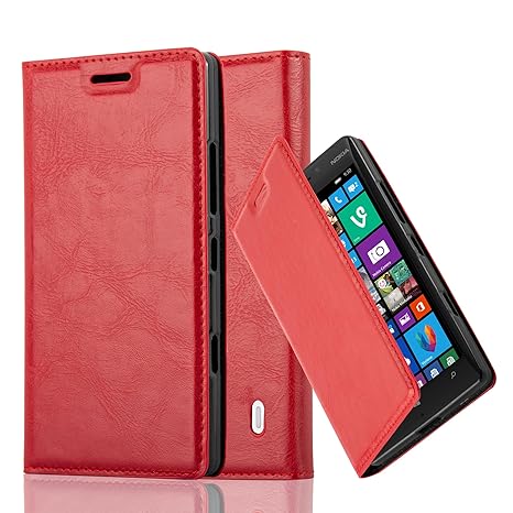 Cadorabo Hülle für Nokia Lumia 929/930 - Hülle in Apfel ROT – Handyhülle mit Magnetverschluss, Standfunktion und Kartenfach -