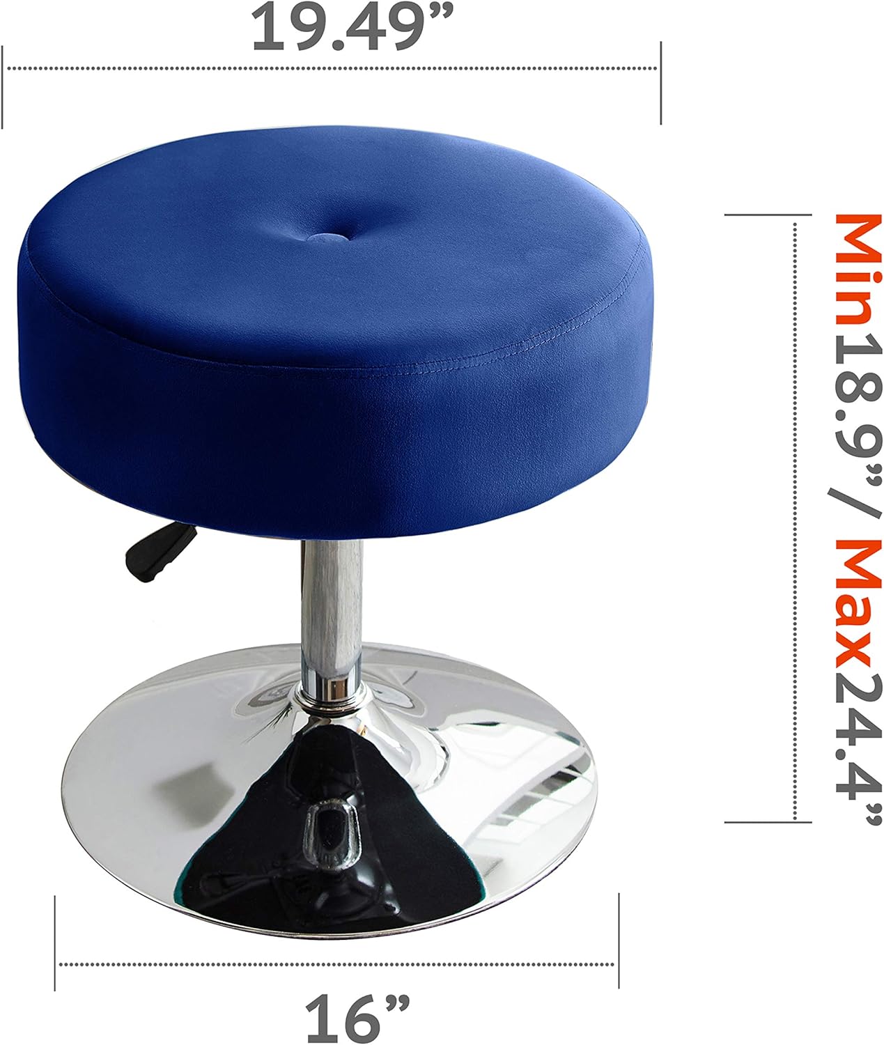 Amazon Com Art Leon Vanity Stool Modern Large Round Swivel Adjustable Makeup Vanity Benche And Stool For Bathroom Bedroom Navy Blue Kitchen Dining