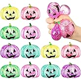 Meooeck 12 Pcs Halloween Pumpkin Stress Balls Bulk 3.2 Inches Halloween Party Favors Pumpkin Sensory Fidget Squeeze Toys Stress Relief Toys for Kids Adult Goodie Bag Basket Stuffers Gift ADHD Anxiety
