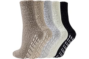 Josnown Non-Slip Fuzzy Socks for Women With Grips - Warm Cozy Fluffy Hospital Slipper Socks Gifts for Women