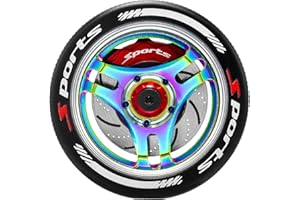 GOUP RC GOUPRC Upgrade Metal RC Hand Wheel Remote Control Steering Wheel with Brake Disc Brake Caliper for SANWA MT4/MT5/M12/M17 Flysky NB4Series WFLY X9Series RC Remote Control (zong) (Colorful)