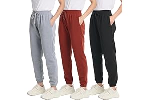 Real Essentials 3 Pack: Women's Fleece Jogger Sweatpants (Available in Plus Size)