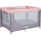 Pamo Babe Pack and Play Portable Crib Baby Playpen, Foldable Black Playard for Infant Toddler with Mattress Pad, Lightweight Travel Crib for Baby Pink
