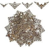 100Pcs Metal Book Corners 4 Styles Vintage Book Corner Protectors Hollow Triangle Book Corners Decorative Book Edge Protector Filigree Metal Embellishments for DIY Notebook Scrapbook Desk Jewelry Case