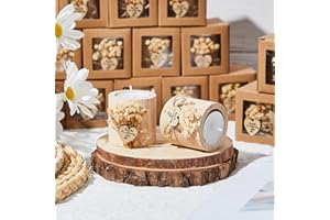 OTUUZ 24 Pcs Rustic Wedding Favor Candle Holders Bridal Shower Favors Candles Wedding Party Favors Wedding Wooden Candle Gifts Wedding Souvenirs for Guest Romantic Gifts Wedding Decorations (Light Brown)